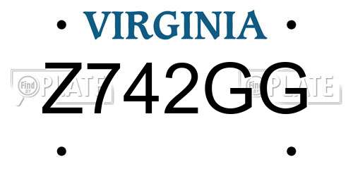 Z742GG Virginia License Plate