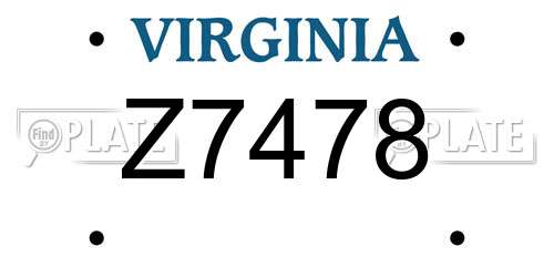Z7478 Virginia License Plate