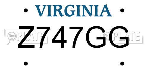 Z747GG Virginia License Plate