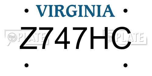 Z747HC Virginia License Plate