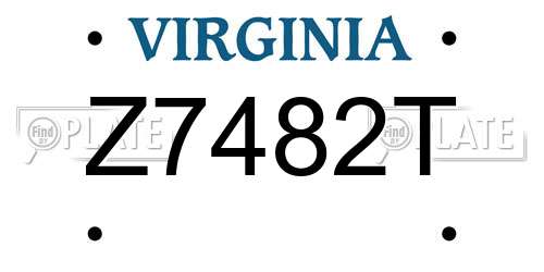 Z7482T Virginia License Plate