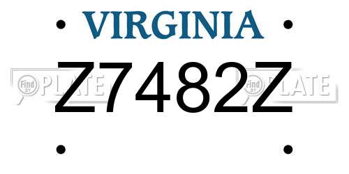 Z7482Z Virginia License Plate