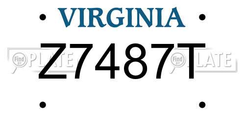 Z7487T Virginia License Plate