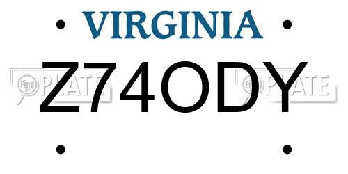 Z74ODY Virginia License Plate