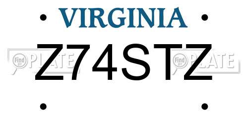 Z74STZ Virginia License Plate