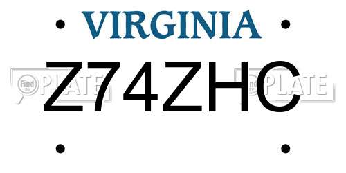 Z74ZHC Virginia License Plate