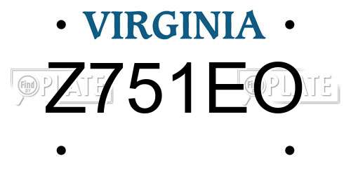 Z751EO Virginia License Plate