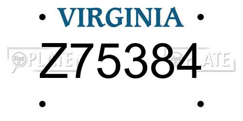 Z75384 Virginia License Plate
