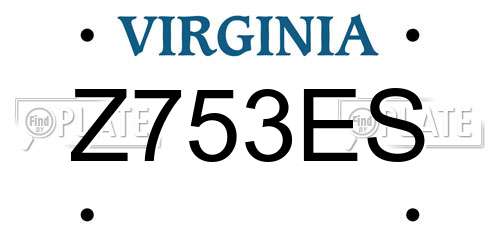 Z753ES Virginia License Plate