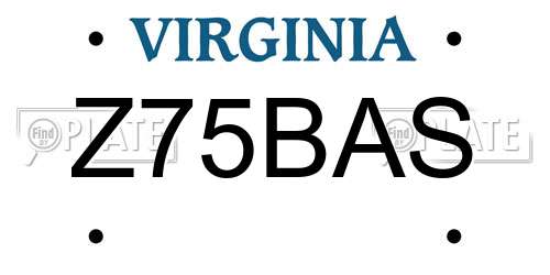 Z75BAS Virginia License Plate