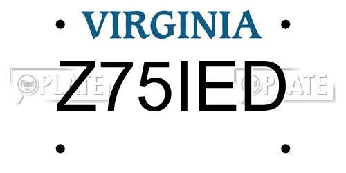 Z75IED Virginia License Plate