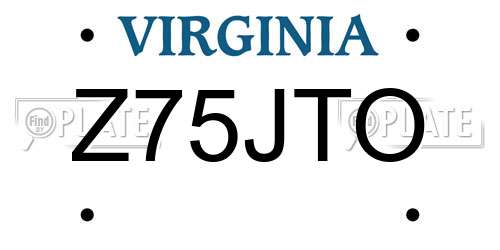 Z75JTO Virginia License Plate