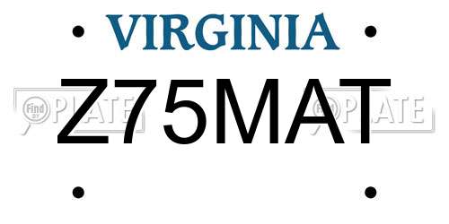 Z75MAT Virginia License Plate