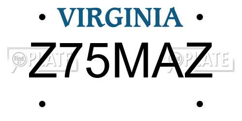 Z75MAZ Virginia License Plate