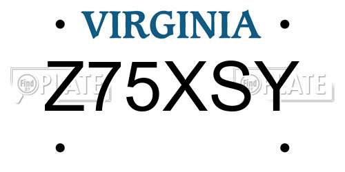Z75XSY Virginia License Plate