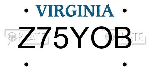 Z75YOB Virginia License Plate