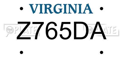 Z765DA Virginia License Plate