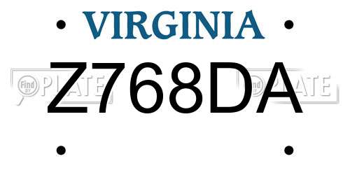 Z768DA Virginia License Plate