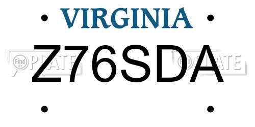 Z76SDA Virginia License Plate