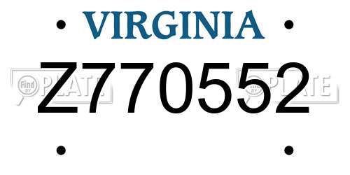 Z770552 Virginia License Plate