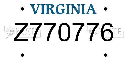 Z770776 Virginia License Plate