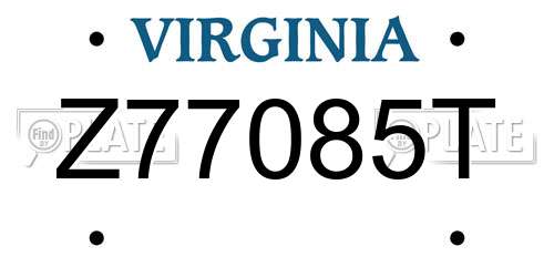 Z77085T Virginia License Plate