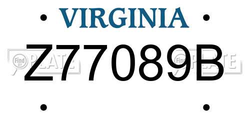Z77089B Virginia License Plate