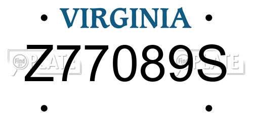 Z77089S Virginia License Plate