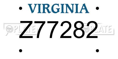 Z77282 Virginia License Plate