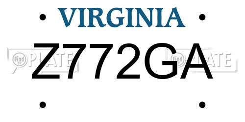 Z772GA Virginia License Plate