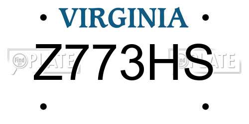 Z773HS Virginia License Plate