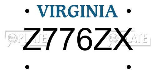 Z776ZX Virginia License Plate
