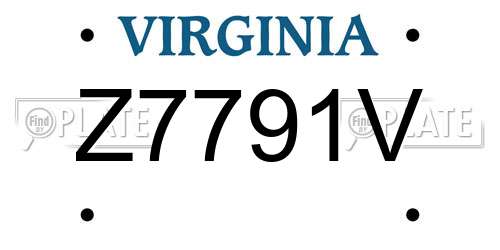 Z7791V Virginia License Plate