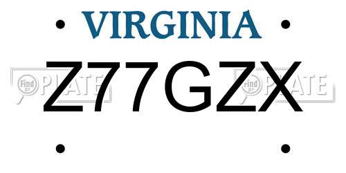 Z77GZX Virginia License Plate