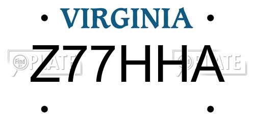 Z77HHA Virginia License Plate