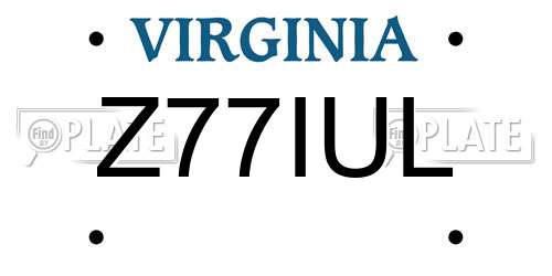 Z77IUL Virginia License Plate