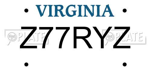 Z77RYZ Virginia License Plate