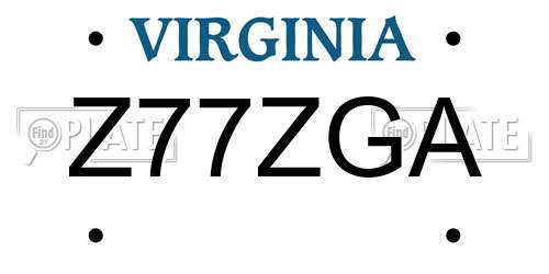 Z77ZGA Virginia License Plate