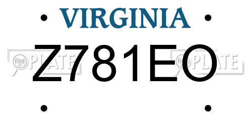 Z781EO Virginia License Plate