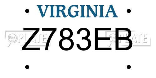 Z783EB Virginia License Plate