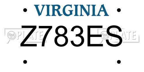 Z783ES Virginia License Plate