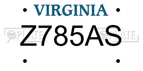 Z785AS Virginia License Plate