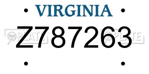 Z787263 Virginia License Plate