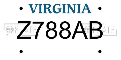 Z788AB Virginia License Plate