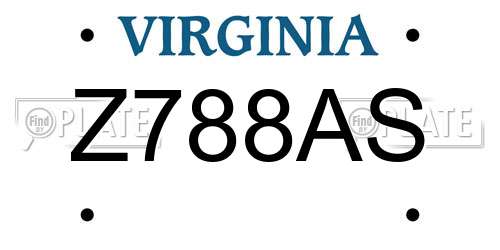 Z788AS Virginia License Plate