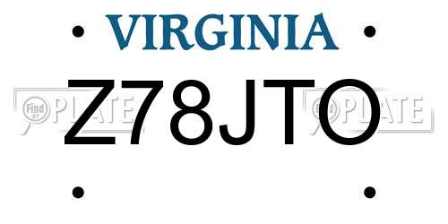 Z78JTO Virginia License Plate