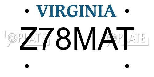 Z78MAT Virginia License Plate