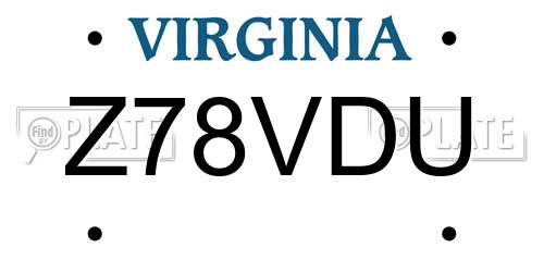 Z78VDU Virginia License Plate
