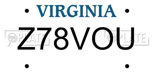 Z78VOU Virginia License Plate