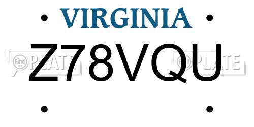 Z78VQU Virginia License Plate